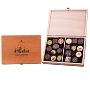 Praline belgiene in cutie de lemn. Cadouri de Craciun