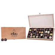 Praline belgiene in cutie de lemn. Cadouri de Craciun