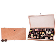 praline belgiene in cutii din lemn